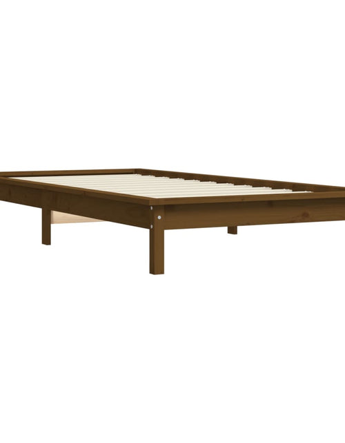 Încărcați imaginea în vizualizatorul Galerie, Cadru pat mic Single 2FT6 maro miere 75x190 cm lemn masiv pin - Lando
