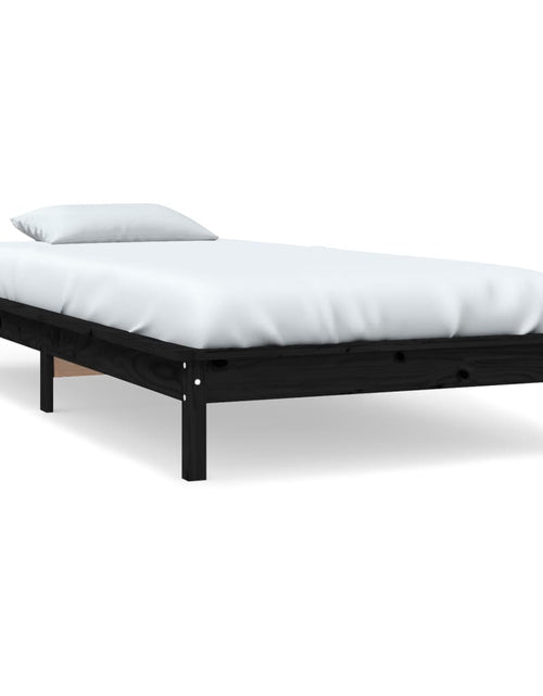 Încărcați imaginea în vizualizatorul Galerie, Cadru de pat, negru, 75x190 cm, mic, single, lemn masiv de pin - Lando
