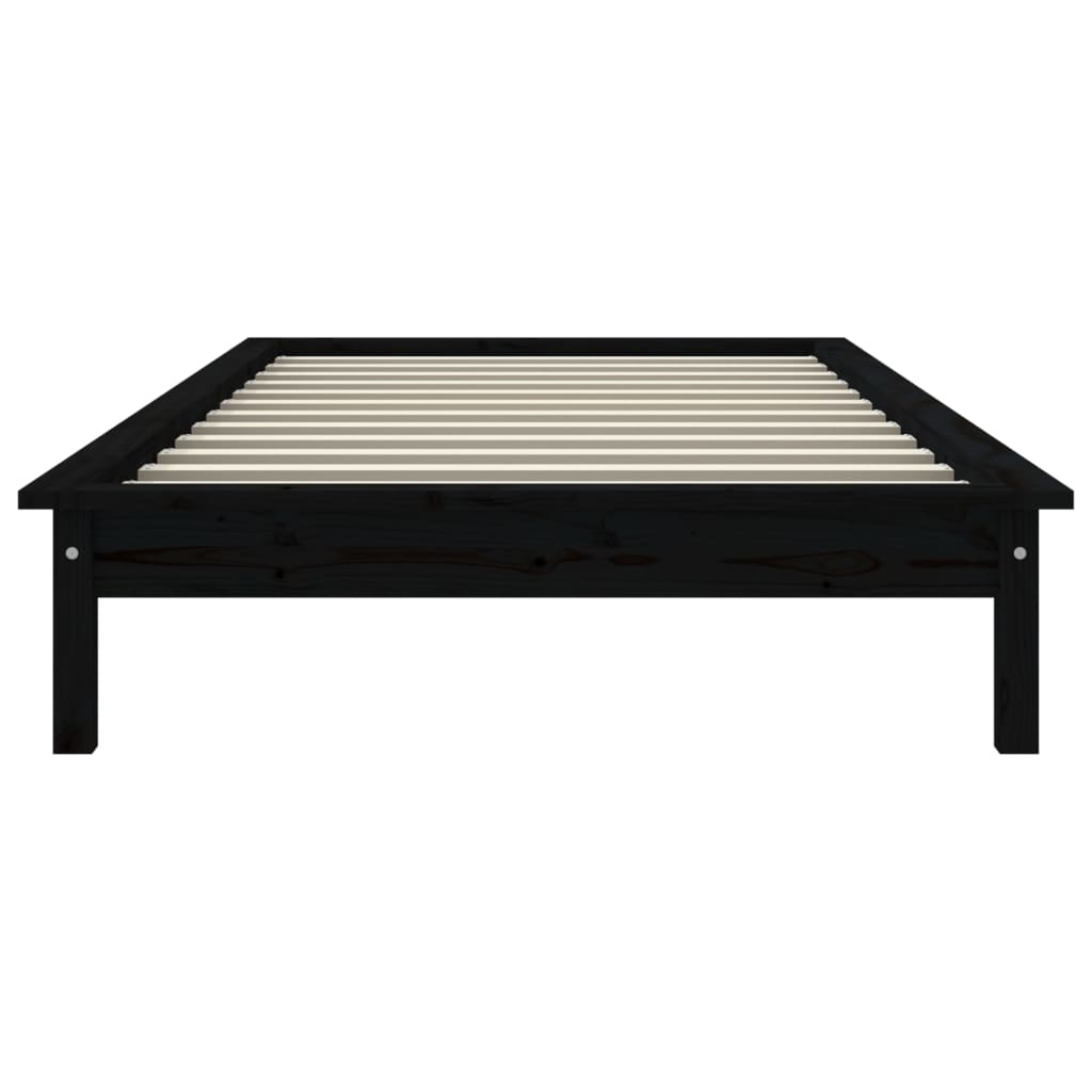 Cadru de pat, negru, 75x190 cm, mic, single, lemn masiv de pin - Lando