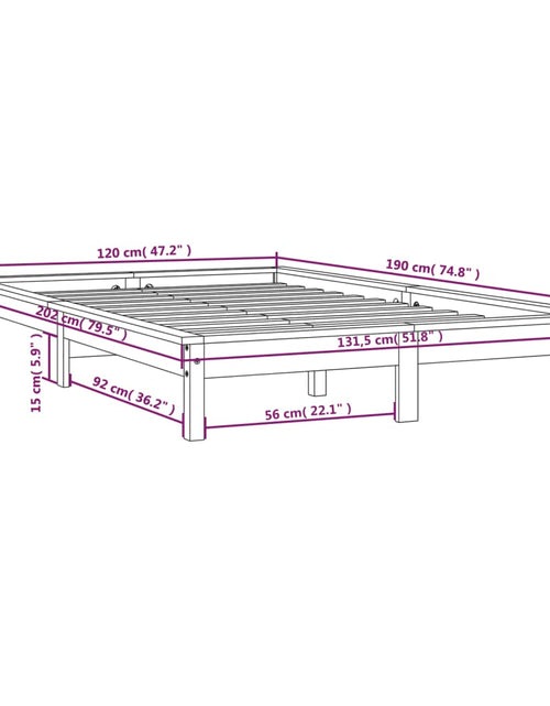 Загрузите изображение в средство просмотра галереи, Cadru de pat Small Double 4FT, gri, 120x190 cm, lemn masiv pin - Lando
