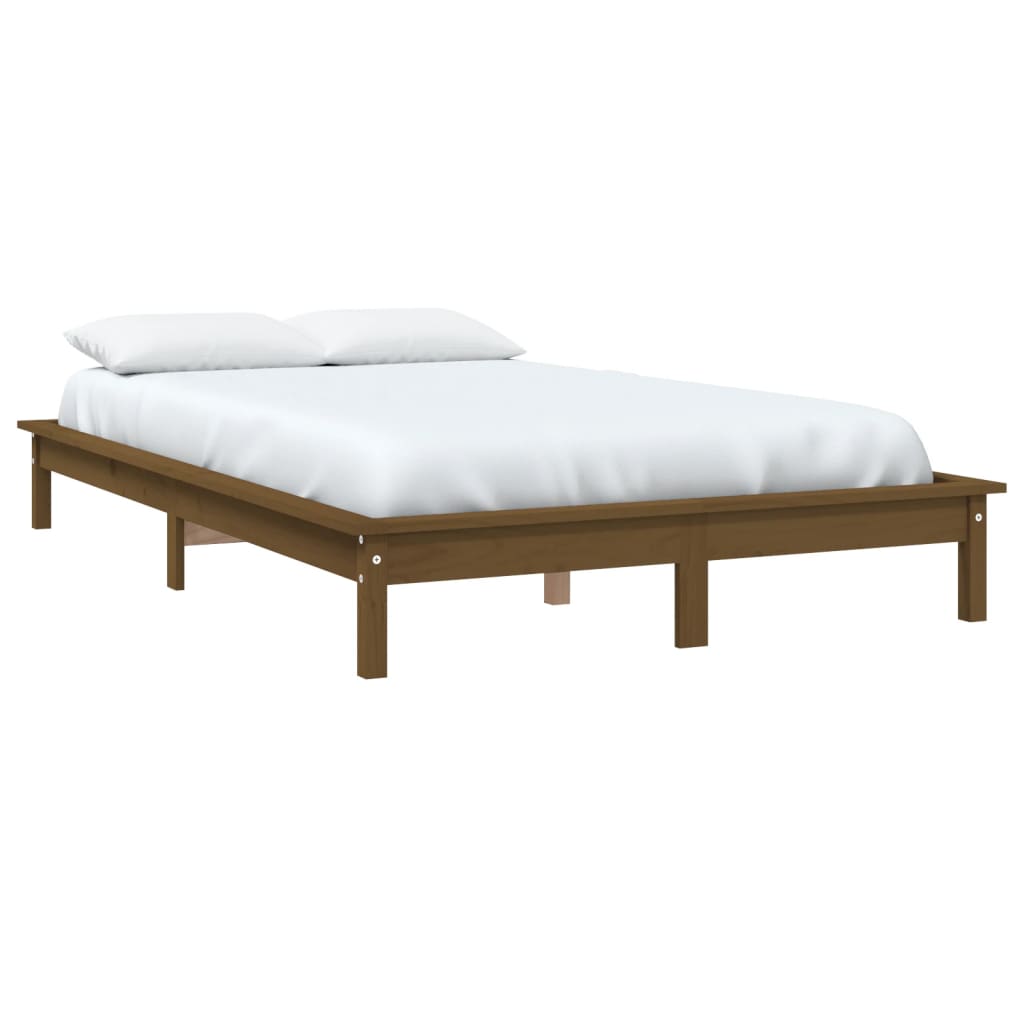 Cadru de pat, maro miere, 140x190 cm, lemn masiv de pin - Lando
