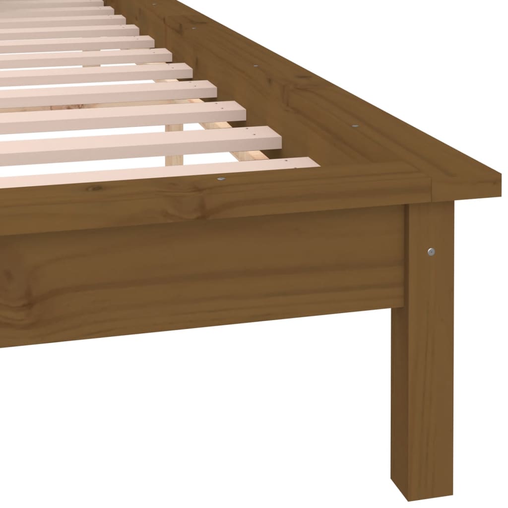 Cadru de pat cu LED, maro miere, 140x200 cm, lemn masiv - Lando