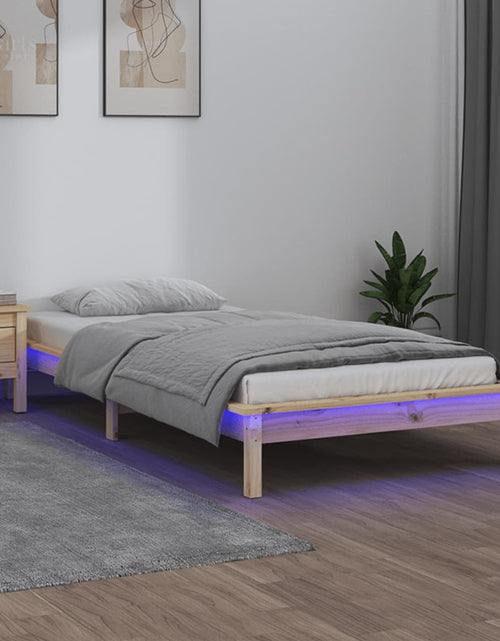 Загрузите изображение в средство просмотра галереи, Cadru de pat cu LED, single 3FT, 90x190 cm, lemn masiv - Lando
