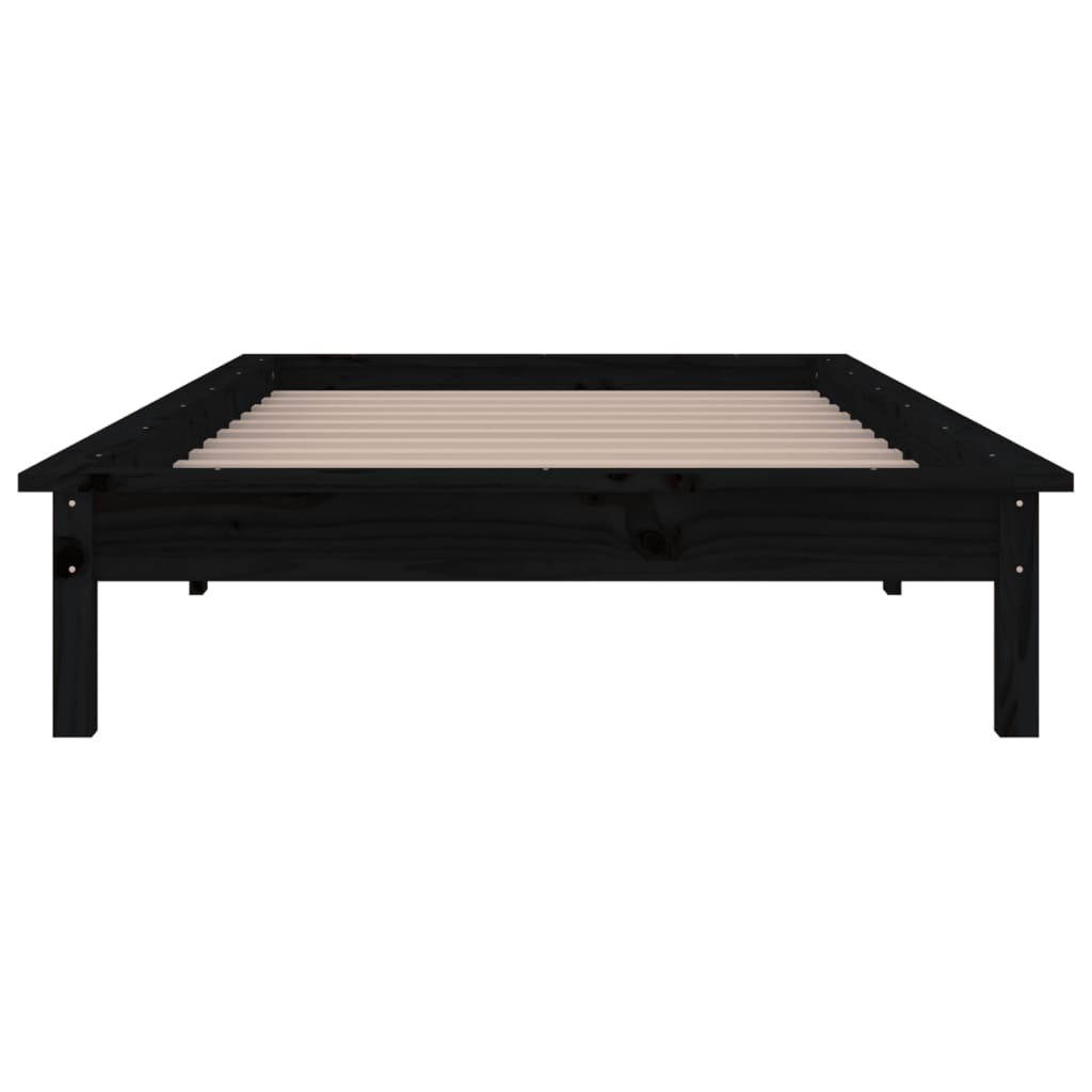 Cadru de pat cu LED Single 3FT, negru, 90x190 cm, lemn masiv - Lando
