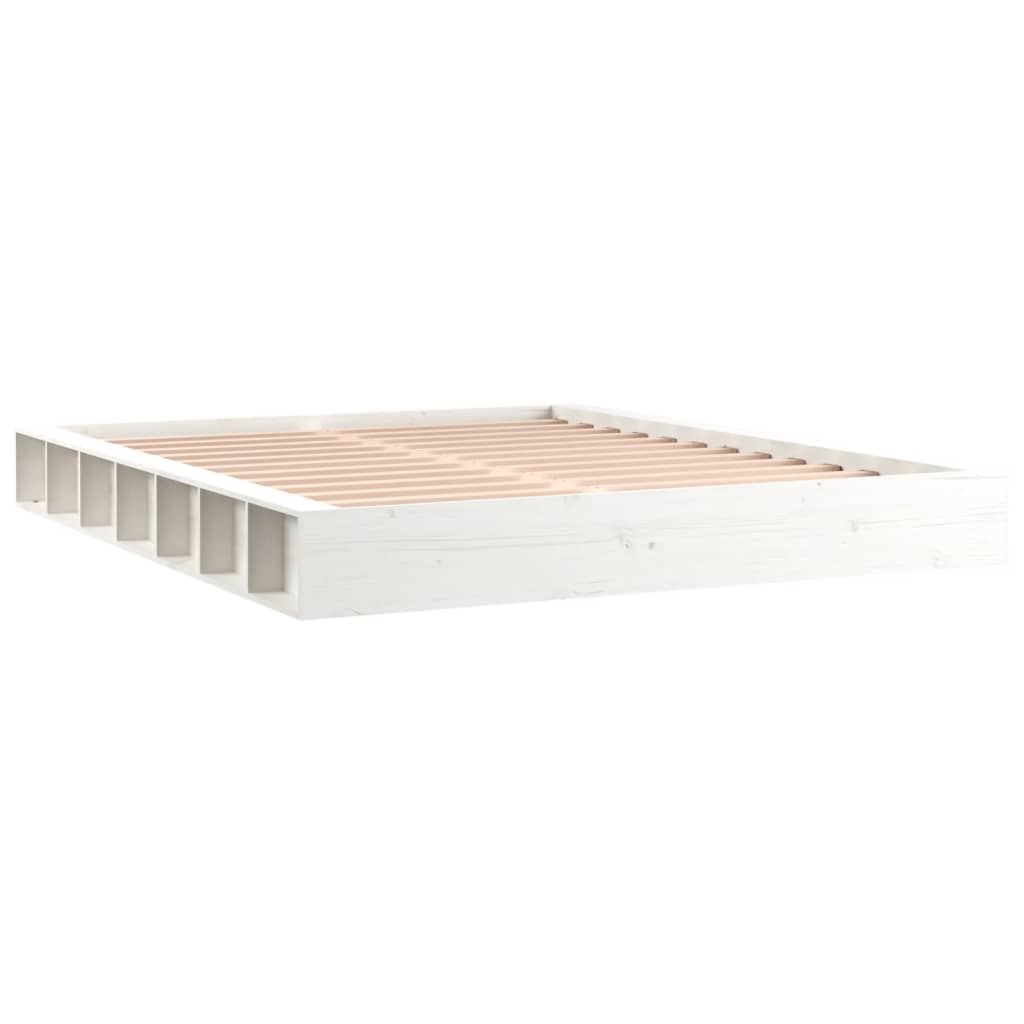 Cadru de pat, alb, 140x200 cm, lemn masiv - Lando
