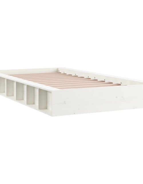 Încărcați imaginea în vizualizatorul Galerie, Cadru de pat mic single 2FT6, alb, 75x190 cm, lemn masiv - Lando
