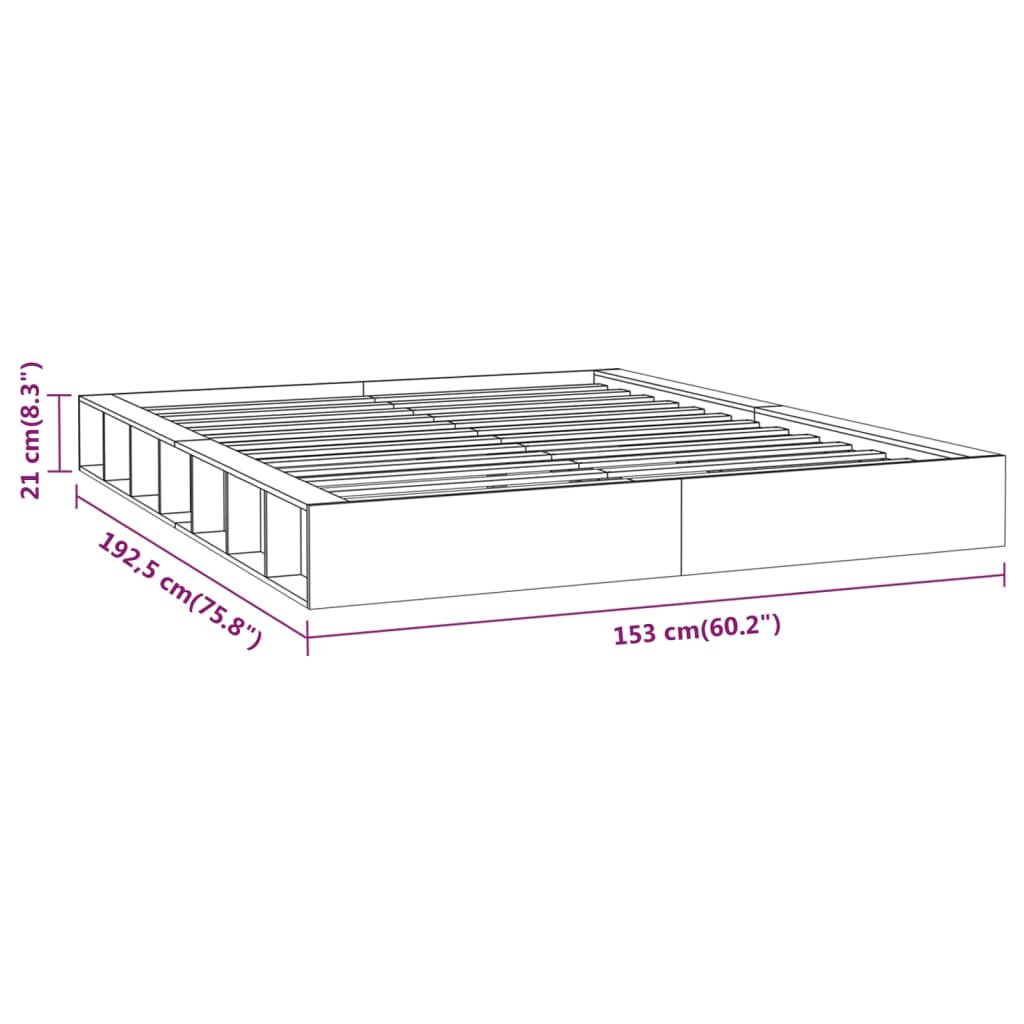 Cadru de pat dublu 4FT6, alb, 135x190 cm, lemn masiv - Lando