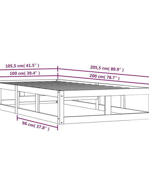 Загрузите изображение в средство просмотра галереи, Cadru de pat, negru, 100x200 cm, lemn masiv de pin - Lando
