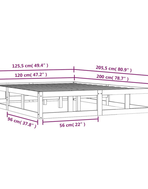 Încărcați imaginea în vizualizatorul Galerie, Cadru de pat, 120x200 cm, lemn masiv - Lando
