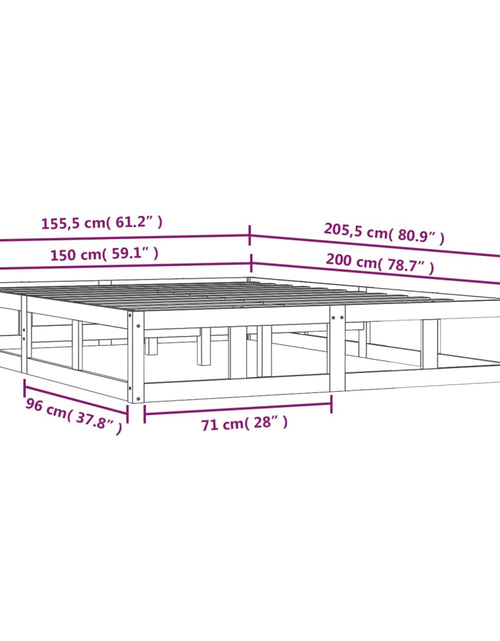 Загрузите изображение в средство просмотра галереи, Cadru de pat King Size 5FT, alb, 150x200 cm, lemn masiv - Lando

