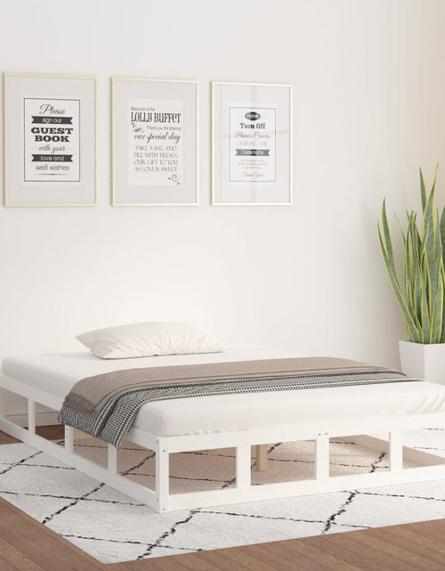 Încărcați imaginea în vizualizatorul Galerie, Cadru de pat King Size 5FT, alb, 150x200 cm, lemn masiv - Lando
