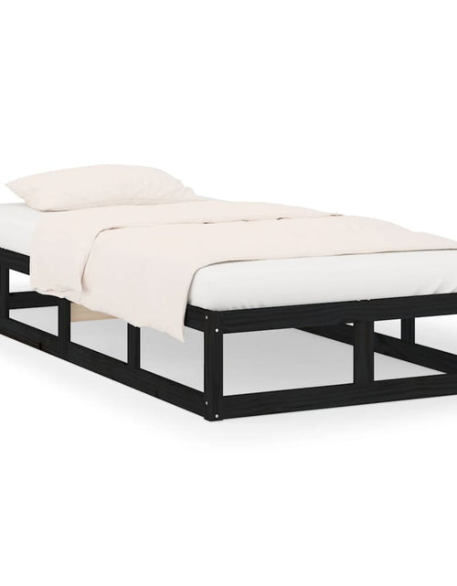 Încărcați imaginea în vizualizatorul Galerie, Cadru de pat mic single 2FT6, negru, 75x190 cm, lemn masiv - Lando
