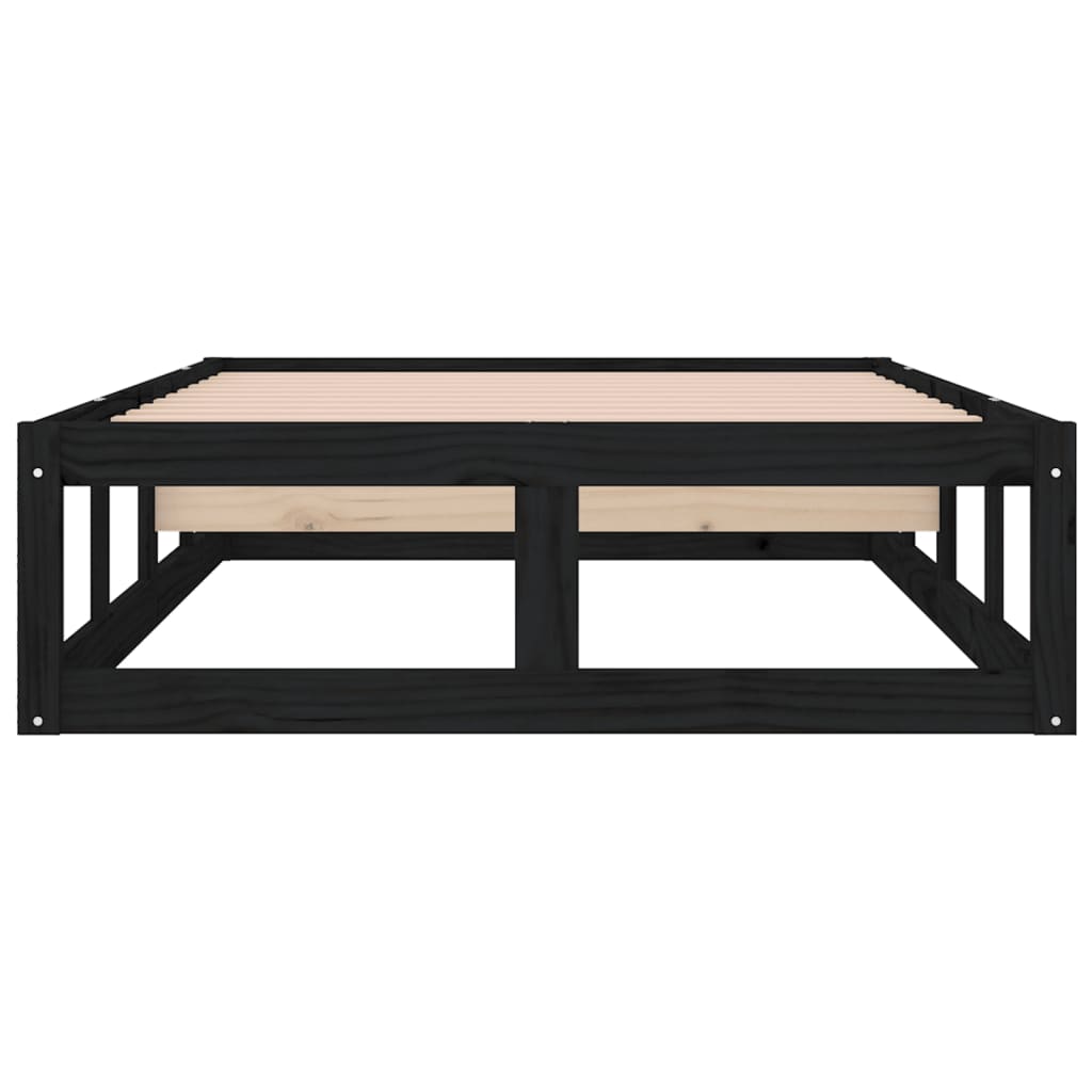 Cadru de pat Single 3FT, negru, 90x190 cm, lemn masiv - Lando