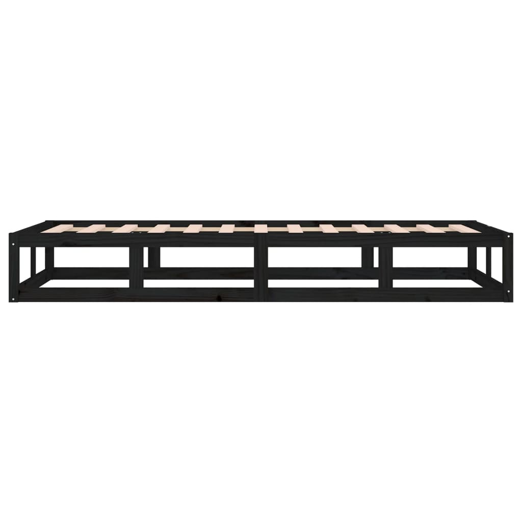 Cadru de pat Single 3FT, negru, 90x190 cm, lemn masiv - Lando