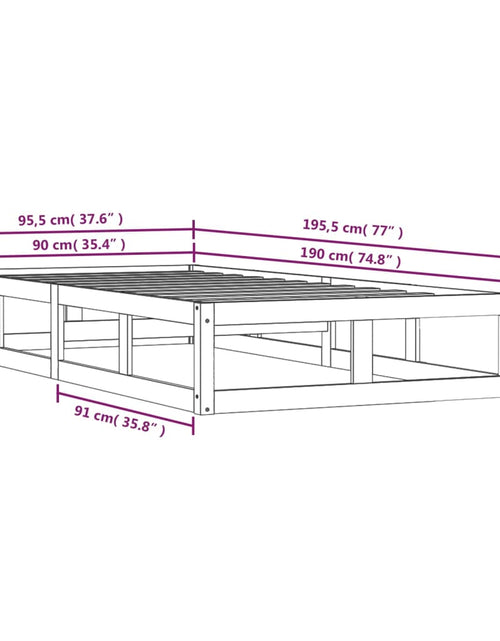 Загрузите изображение в средство просмотра галереи, Cadru de pat Single 3FT, negru, 90x190 cm, lemn masiv - Lando
