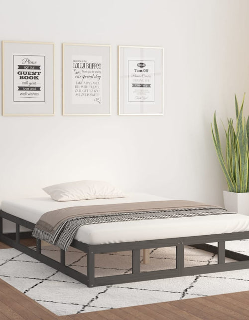 Încărcați imaginea în vizualizatorul Galerie, Cadru de pat mic dublu 4FT, gri, 120x190 cm, lemn masiv - Lando
