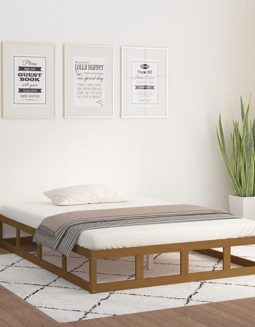 Încărcați imaginea în vizualizatorul Galerie, Cadru de pat mic dublu 4FT maro miere, 120x190 cm, lemn masiv - Lando
