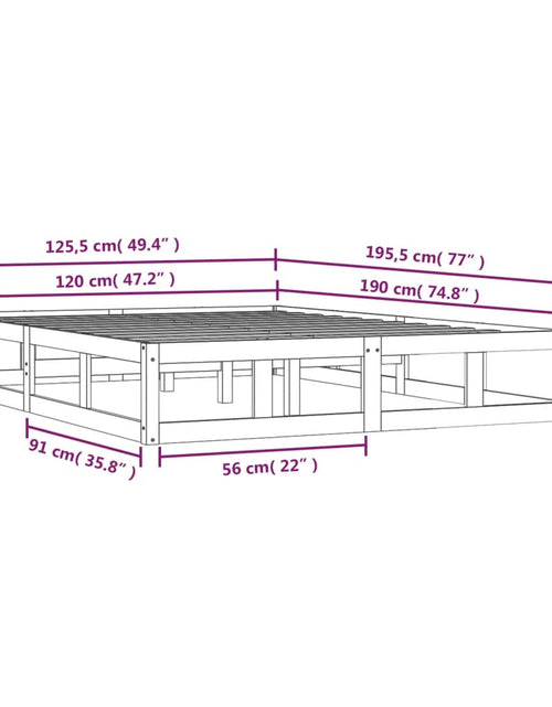 Încărcați imaginea în vizualizatorul Galerie, Cadru de pat mic dublu 4FT, negru, 120x190 cm, lemn masiv - Lando
