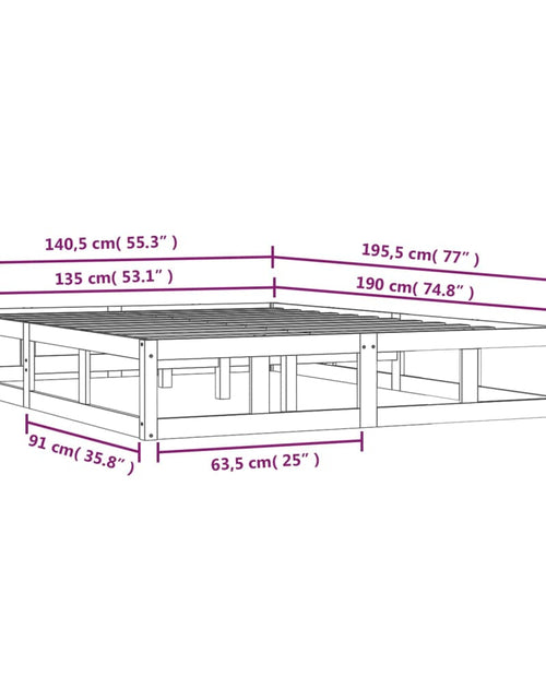 Загрузите изображение в средство просмотра галереи, Cadru de pat dublu 4FT6, 135x190 cm, lemn masiv - Lando
