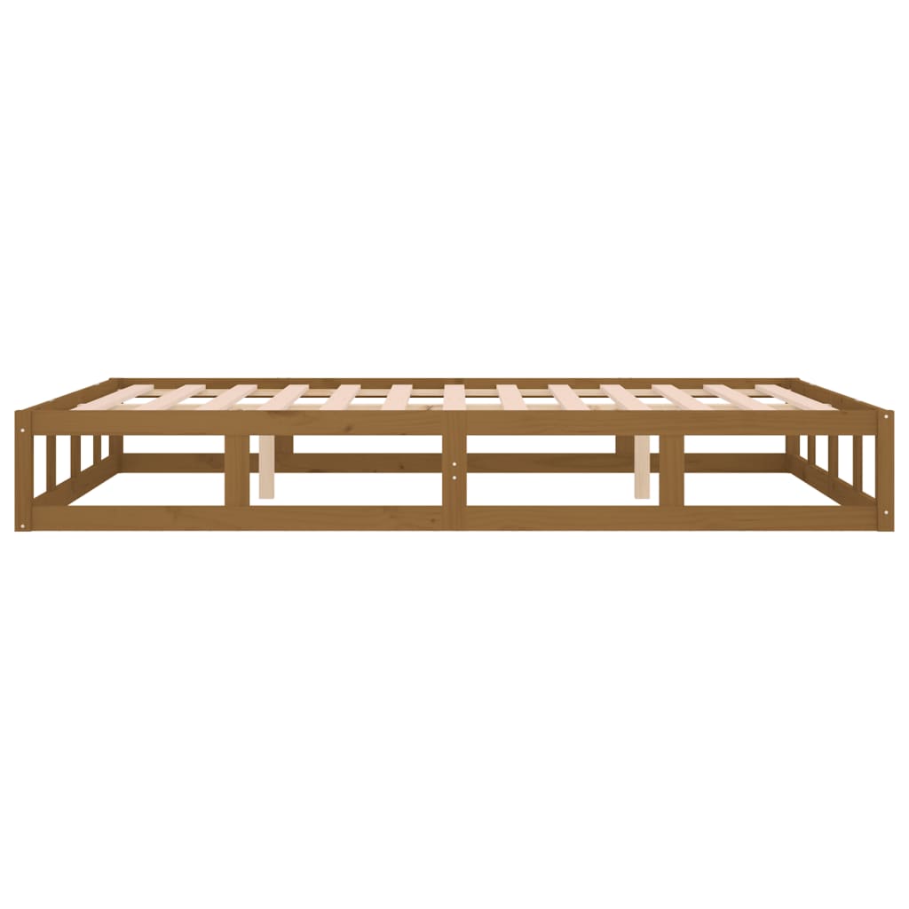 Cadru de pat dublu 4FT6, maro miere, 135x190 cm, lemn masiv - Lando
