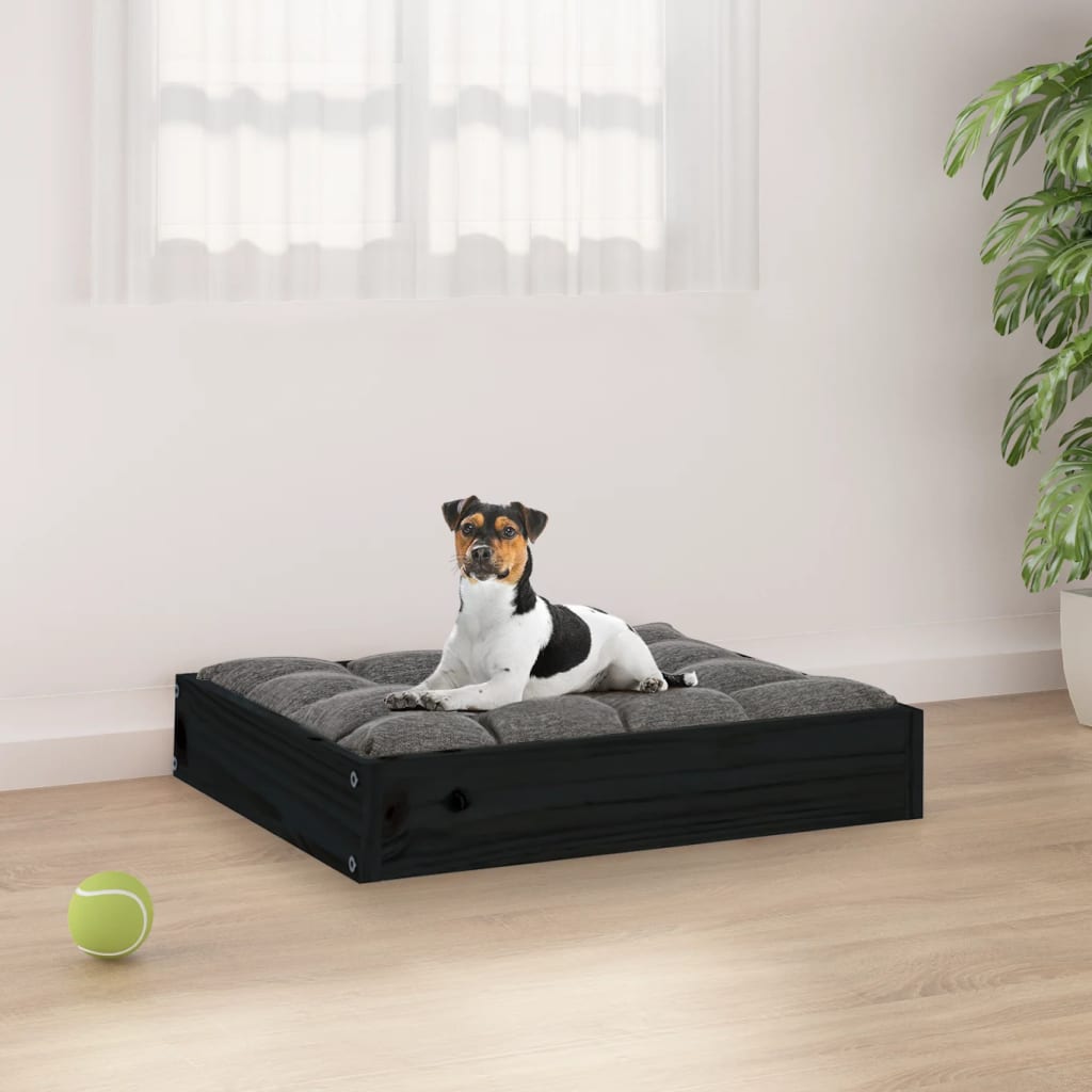 Pat pentru câini, negru, 51,5x44x9 cm, lemn masiv de pin - Lando