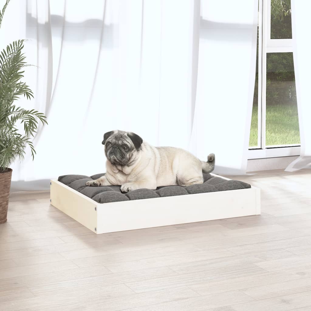 Pat pentru câini, alb, 61,5x49x9 cm, lemn masiv de pin - Lando
