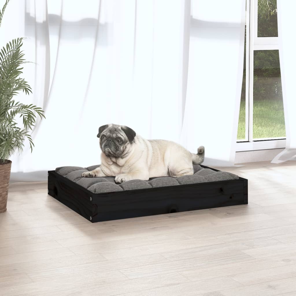 Pat pentru câini, negru, 61,5x49x9 cm, lemn masiv de pin - Lando