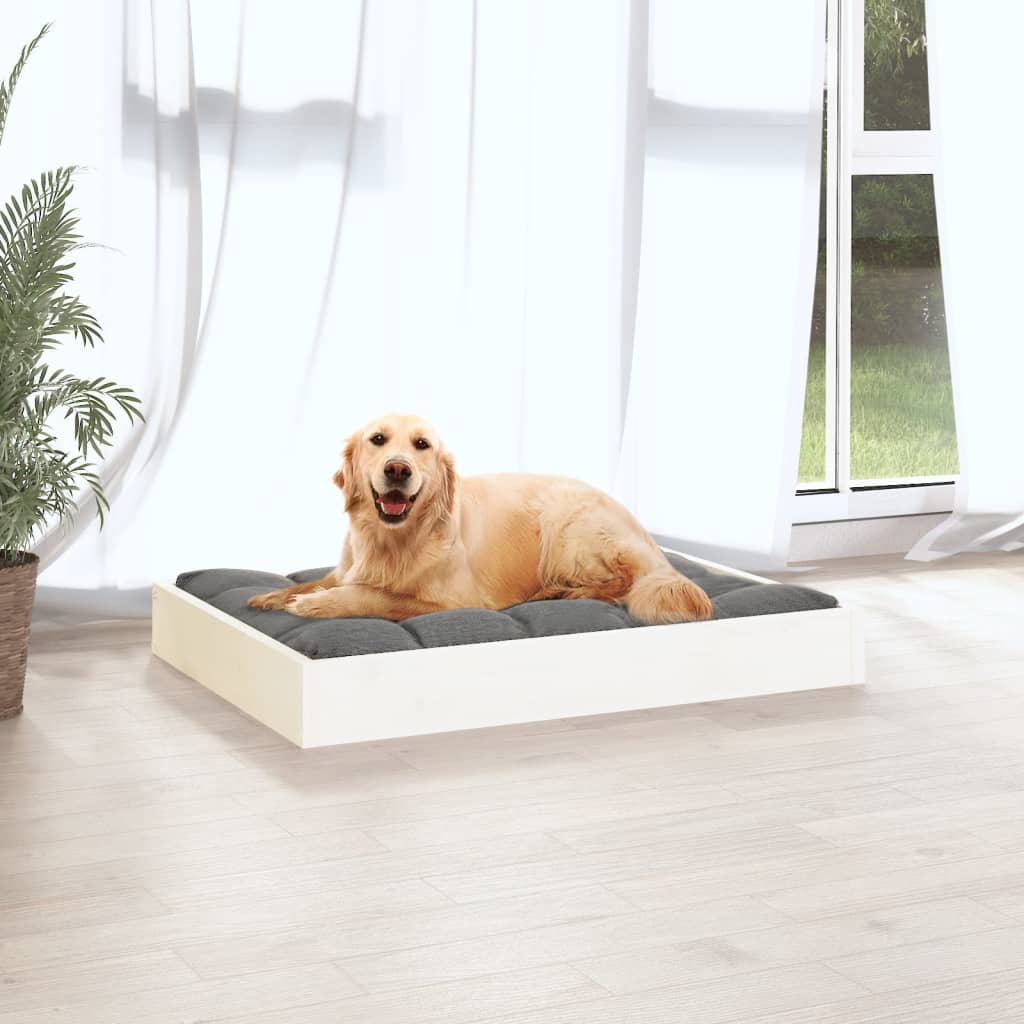 Pat pentru câini, alb, 71,5x54x9 cm, lemn masiv de pin - Lando
