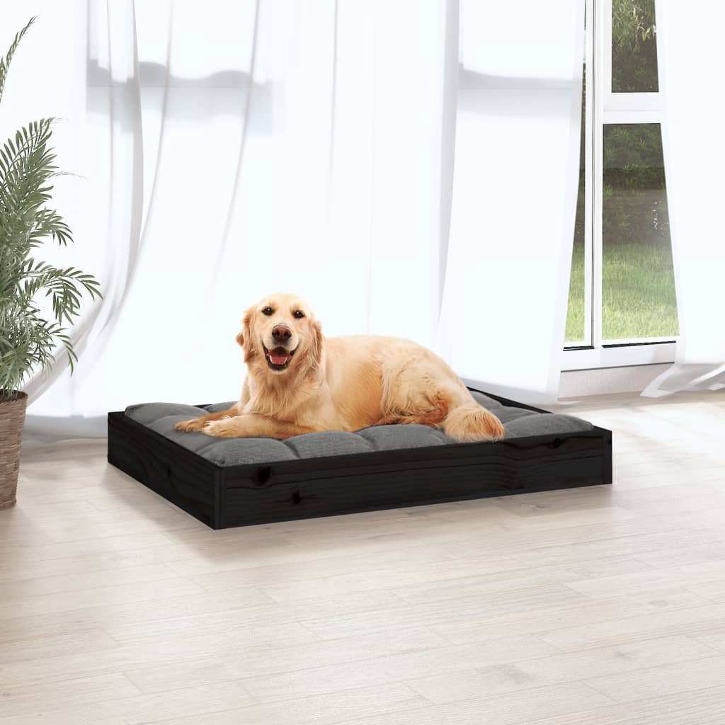 Pat pentru câini, negru, 71,5x54x9 cm, lemn masiv de pin - Lando