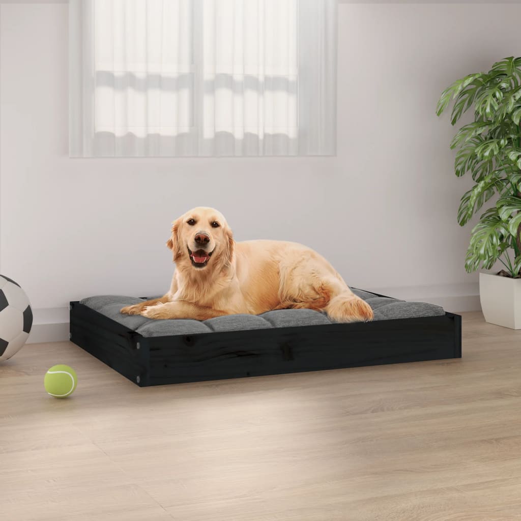 Pat pentru câini, negru, 71,5x54x9 cm, lemn masiv de pin - Lando