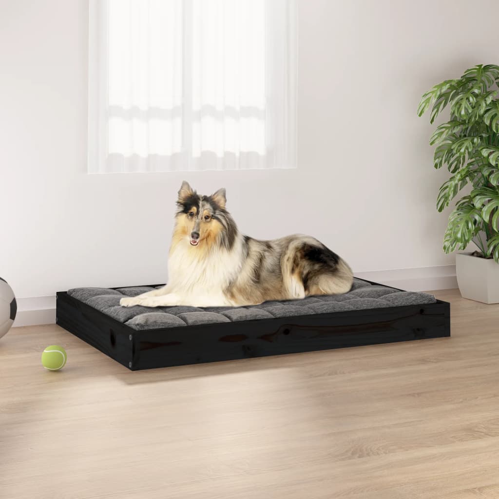 Pat pentru câini, negru, 91,5x64x9 cm, lemn masiv de pin - Lando