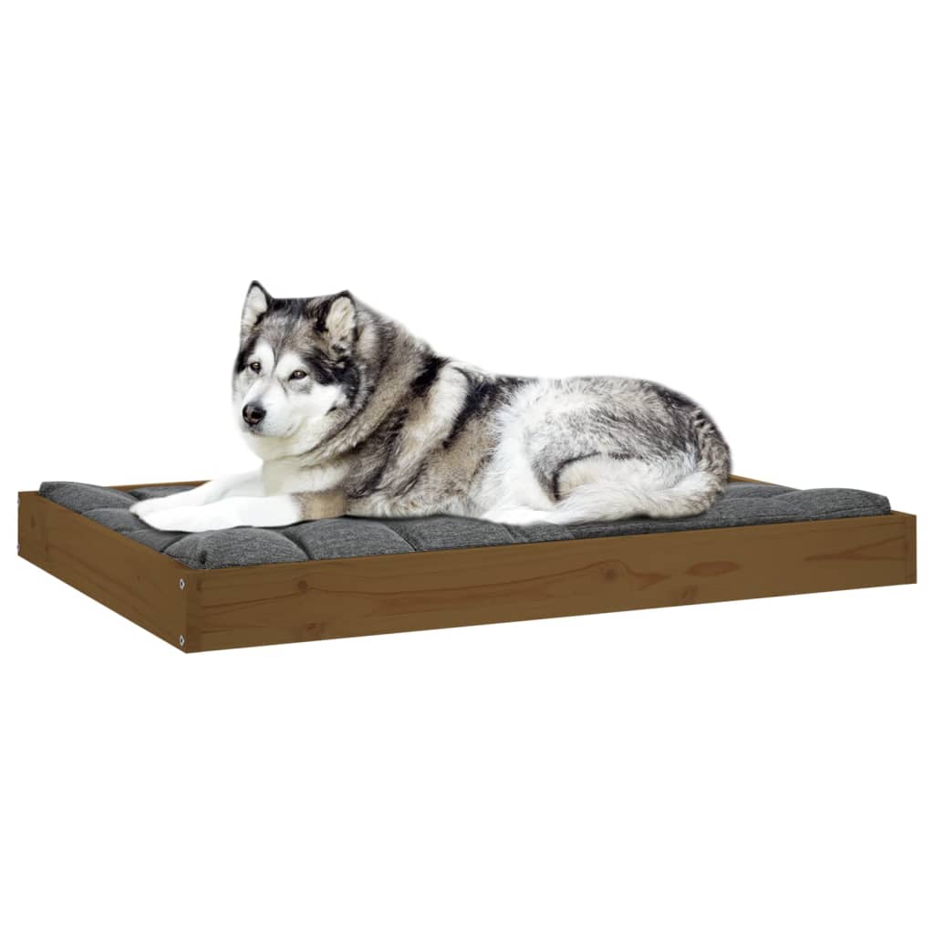 Pat pentru câini, maro miere, 101,5x74x9 cm, lemn masiv pin - Lando