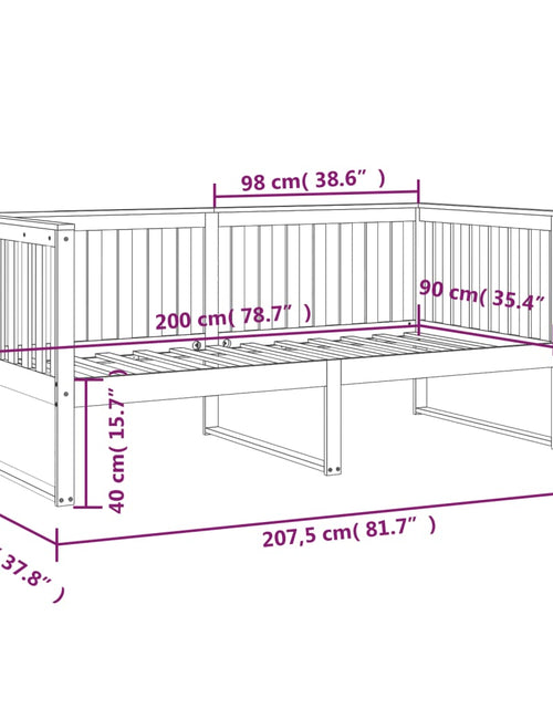 Încărcați imaginea în vizualizatorul Galerie, Pat de zi, negru, 90x200 cm, lemn masiv de pin - Lando
