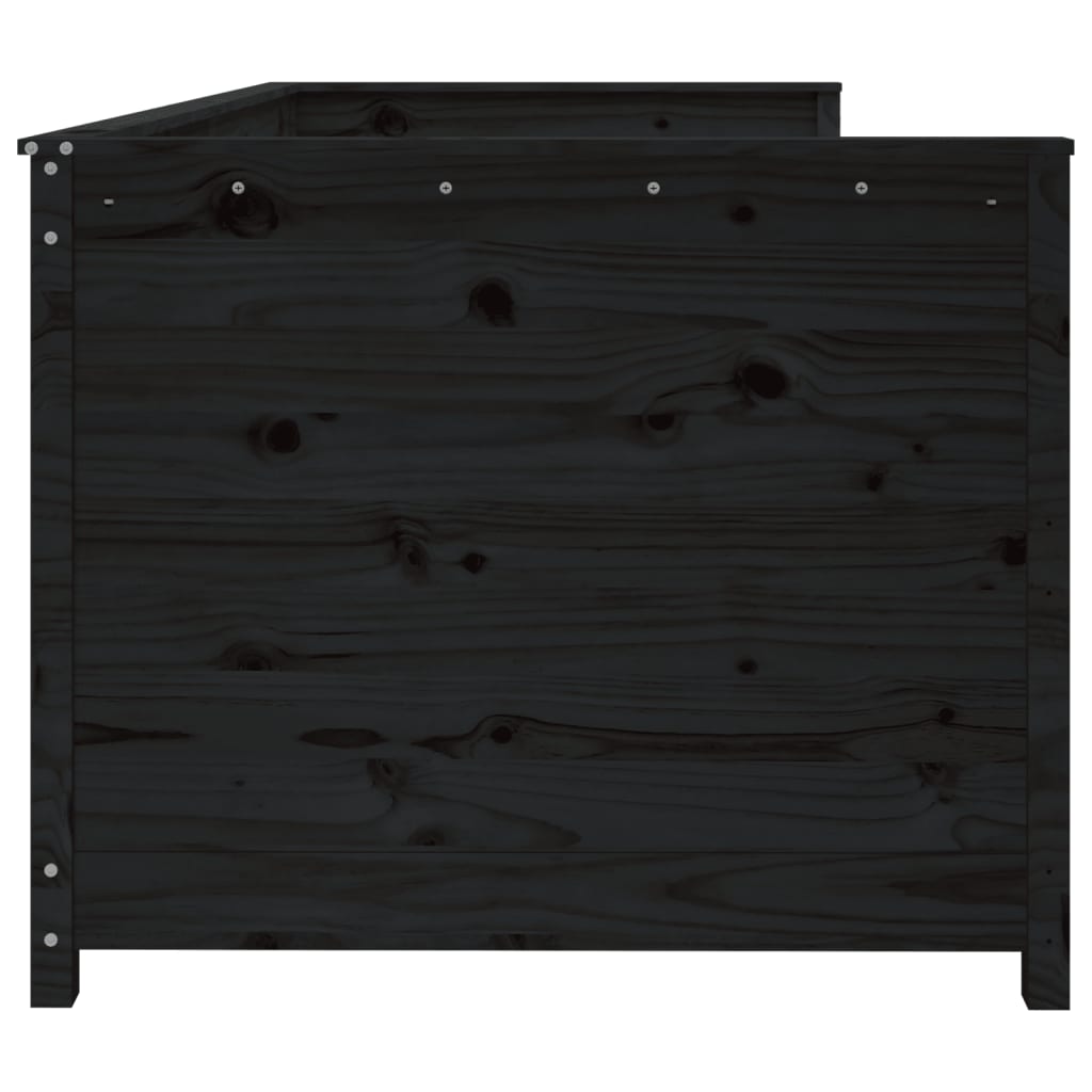 Pat de zi, negru, 100x200 cm, lemn masiv de pin - Lando