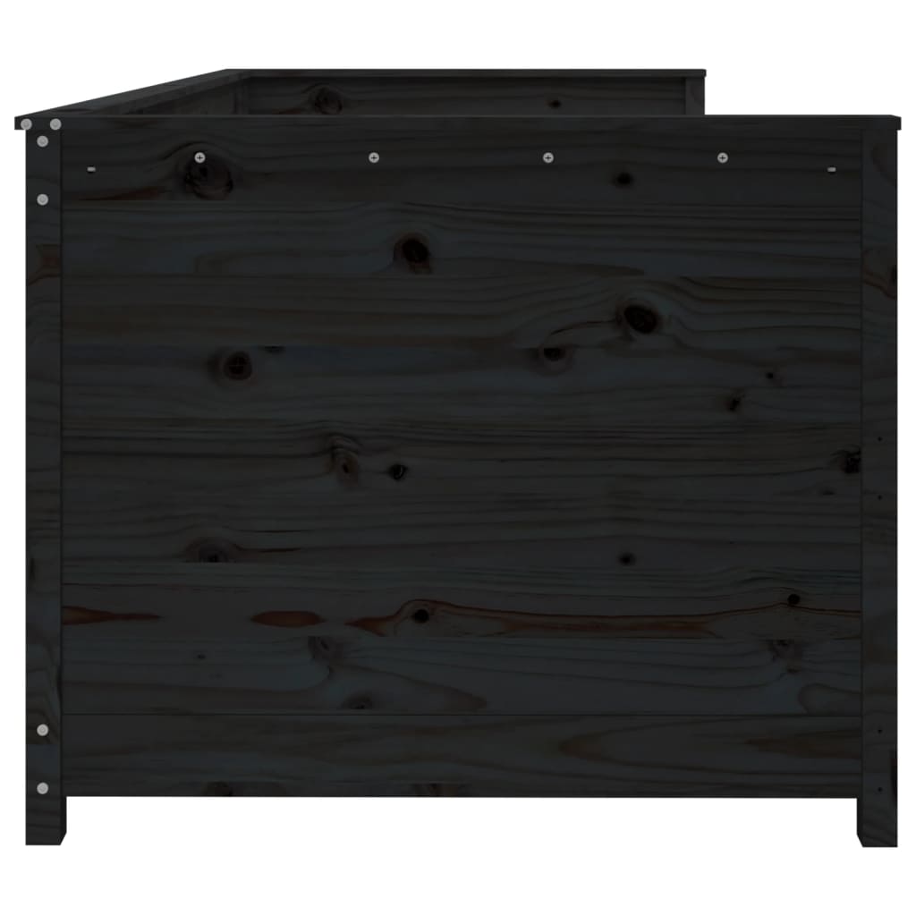 Pat de zi, negru, 75x190 cm, lemn masiv de pin - Lando
