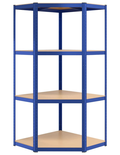 Загрузите изображение в средство просмотра галереи, Raft de colț cu 4 niveluri, albastru, oțel și lemn compozit - Lando
