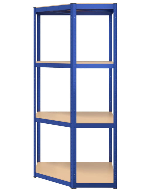 Încărcați imaginea în vizualizatorul Galerie, Raft de colț cu 4 niveluri, albastru, oțel și lemn compozit - Lando
