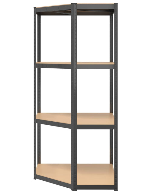 Încărcați imaginea în vizualizatorul Galerie, Raft de colț cu 4 niveluri, antracit, oțel &amp; lemn compozit - Lando
