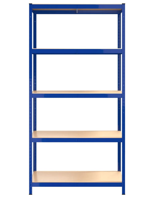 Загрузите изображение в средство просмотра галереи, Rafturi de depozitare cu 5 niveluri, 2 buc., albastru oțel/lemn - Lando
