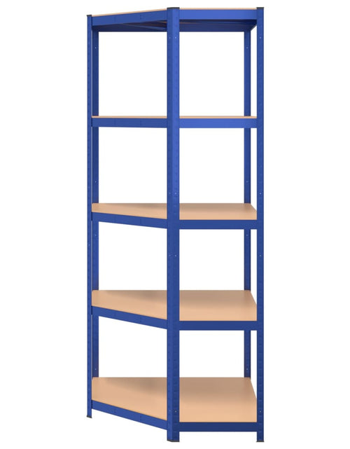 Загрузите изображение в средство просмотра галереи, Raft de colț cu 5 niveluri, albastru, oțel și lemn prelucrat - Lando
