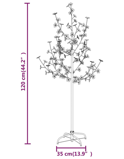 Încărcați imaginea în vizualizatorul Galerie, Copac cu flori de cireș, alb cald, 84 LED-uri, 120 cm Lando - Lando
