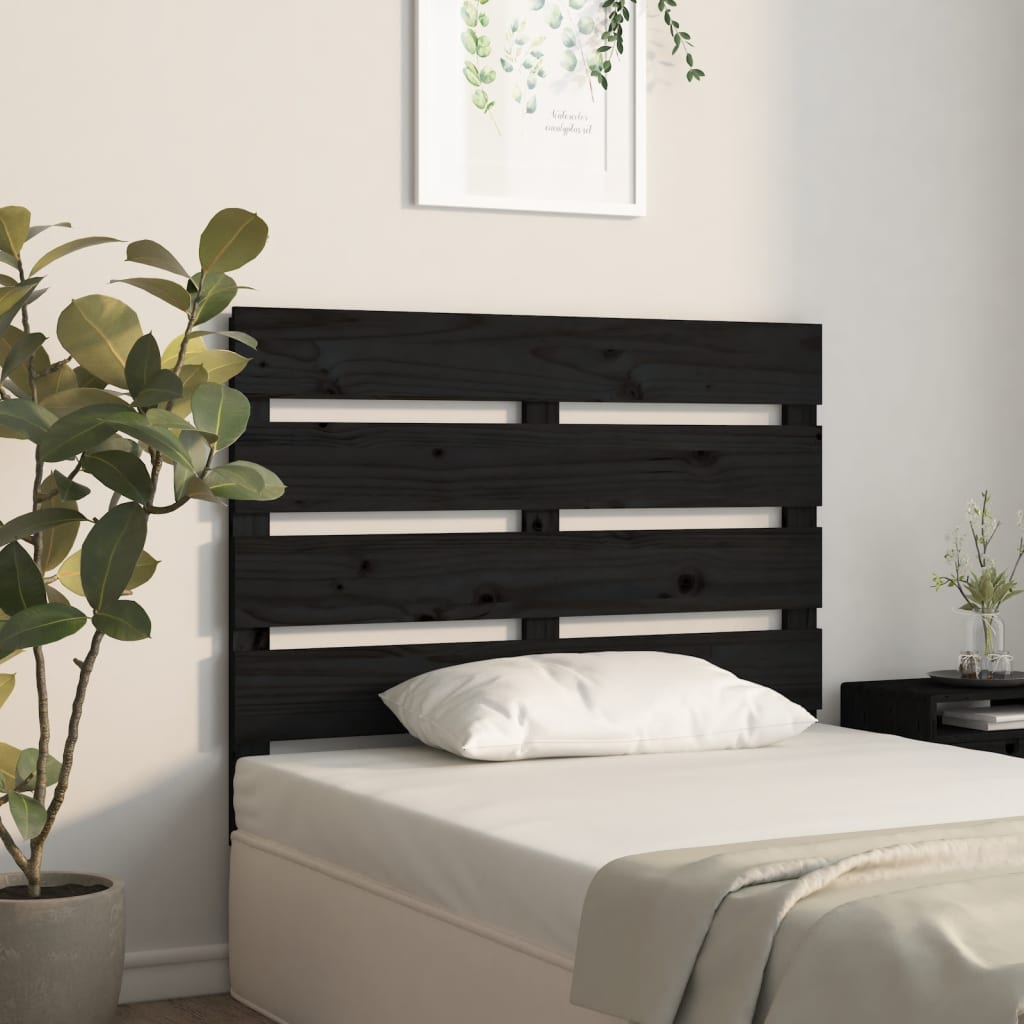 Tăblie de pat, negru, 100x3x80 cm, lemn masiv de pin - Lando