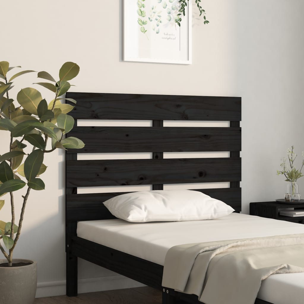 Tăblie de pat, negru, 100x3x80 cm, lemn masiv de pin - Lando