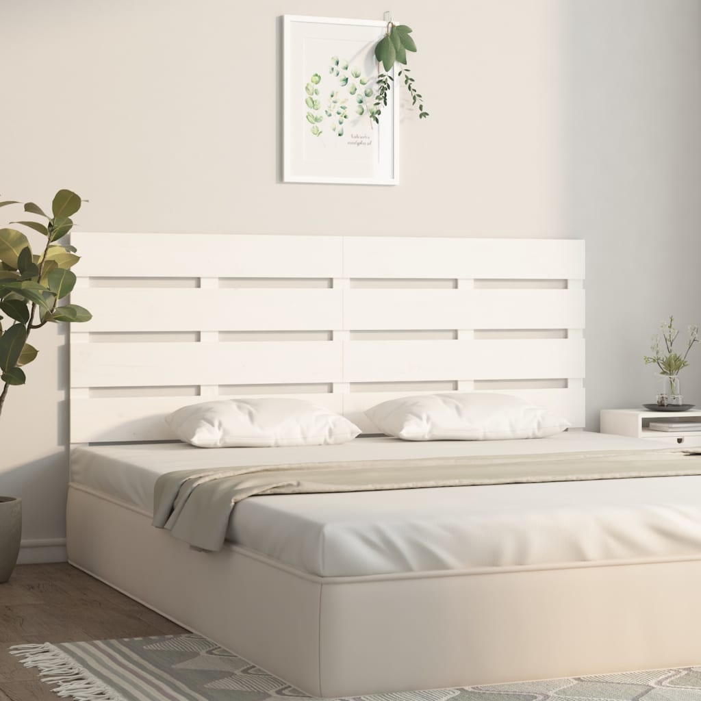 Tăblie de pat, alb, 120x3x80 cm, lemn masiv de pin - Lando