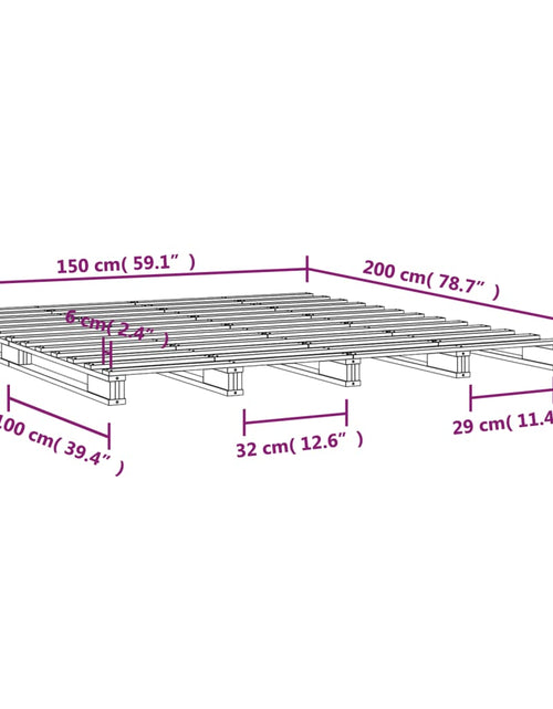 Загрузите изображение в средство просмотра галереи, Pat din paleți King Size 5FT, negru, 150x200 cm, lemn masiv pin - Lando
