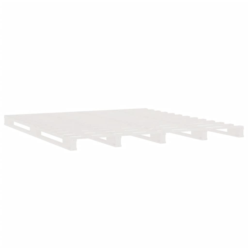 Pat din paleți Small Double 4FT alb, 120x190 cm, lemn masiv pin - Lando