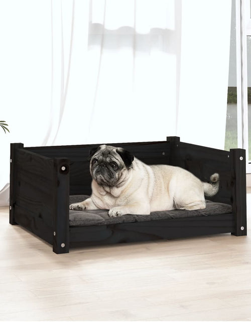 Încărcați imaginea în vizualizatorul Galerie, Pat pentru câini, negru, 65,5x50,5x28 cm, lemn masiv de pin - Lando
