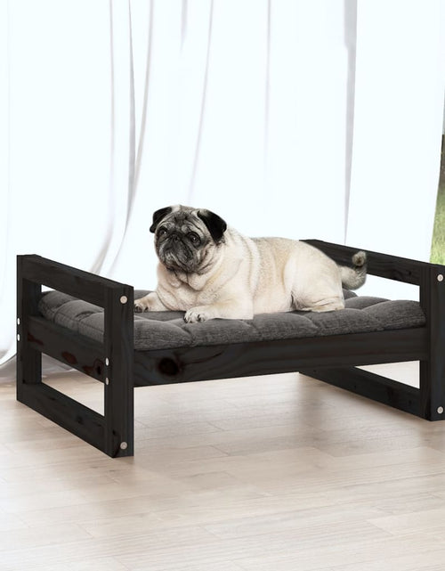 Încărcați imaginea în vizualizatorul Galerie, Pat pentru câini, negru, 65,5x50,5x28 cm, lemn masiv de pin - Lando
