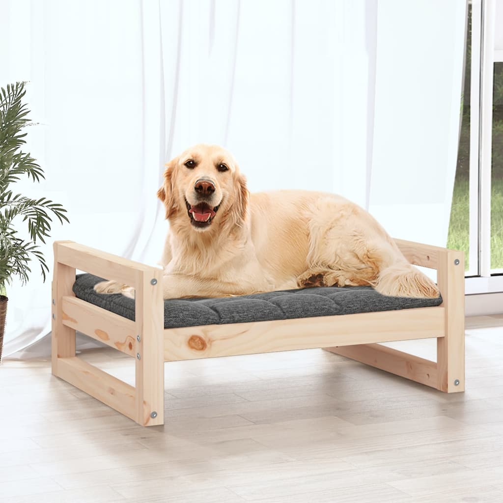 Pat pentru câini, 75,5x55,5x28 cm, lemn masiv de pin - Lando