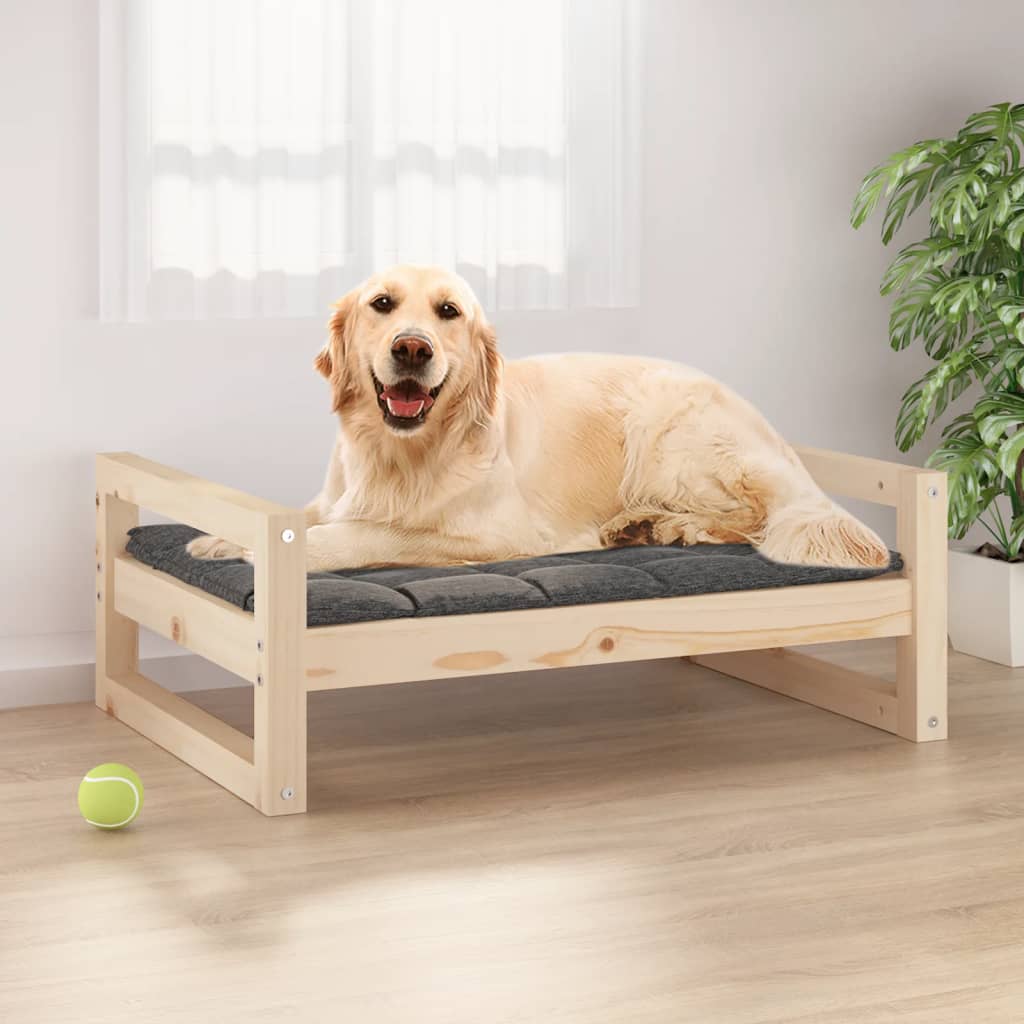 Pat pentru câini, 75,5x55,5x28 cm, lemn masiv de pin - Lando